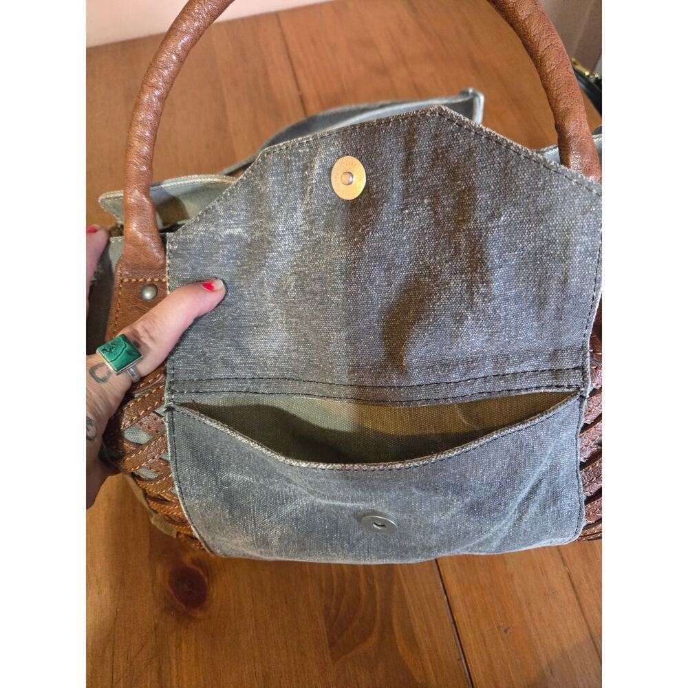 B Mona Crossbody Handbag Boho Cotton and Leather Medium Size - Picture 7 of 10